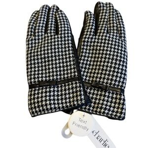 Black and White Houndstooth Gloves